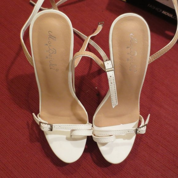 LAST CHANCE CUSTOM MADE Custom Design White Double Wrap Ankle Strap Platforms - Picture 9 of 13